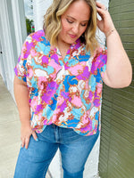 Malia Mixed Print Button Top
