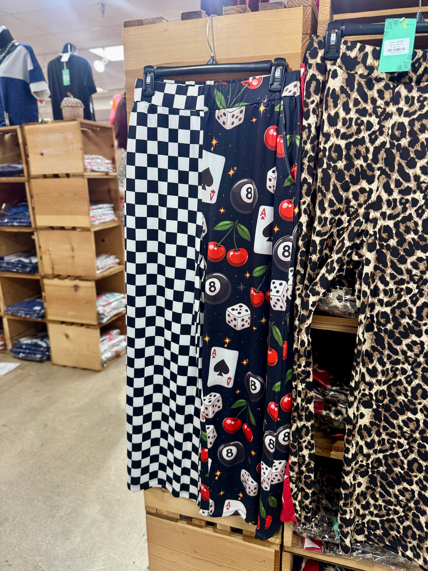 Karla Split Print Checkered Pants