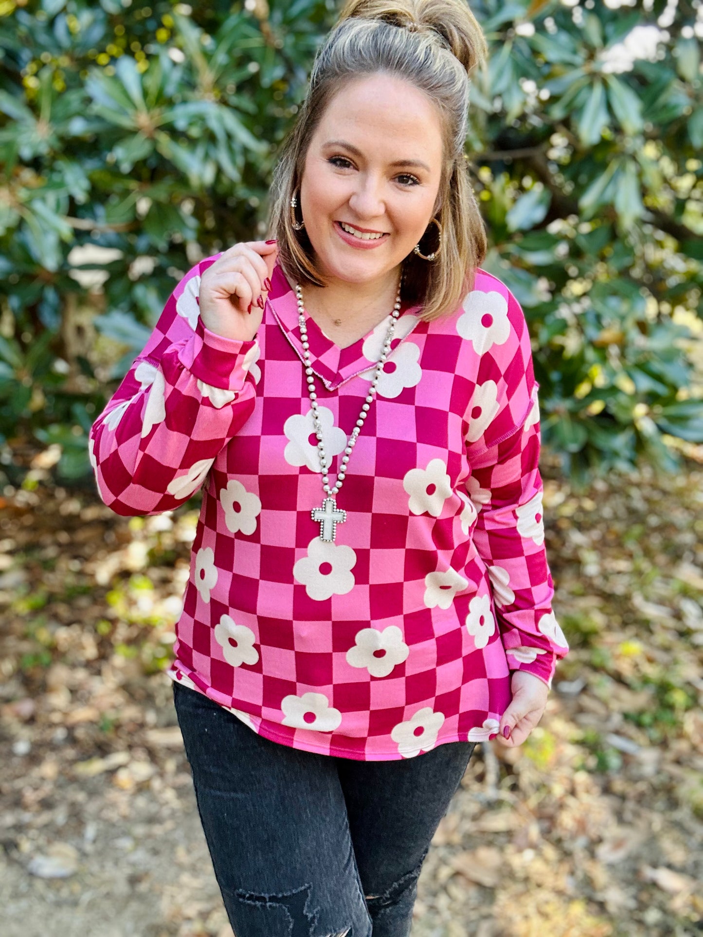 Ferrah Floral Checkered Top