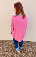 Anna Oversized Spring Tunic Top In Pink