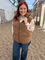 GraceLynn Puffer Vest in Brown