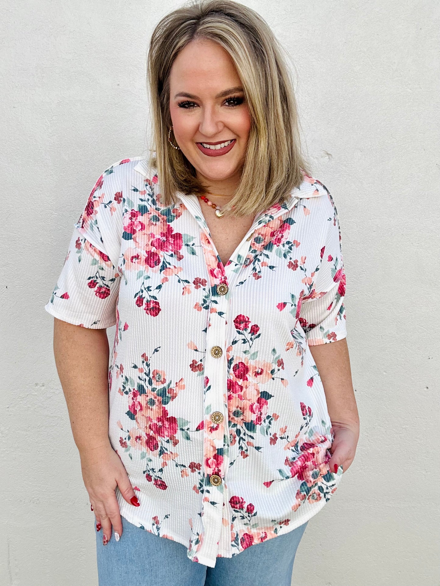 Dolly Button Up Floral Top