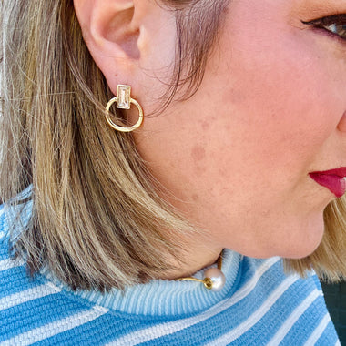 Crystal Cut Door Knocker Earrings