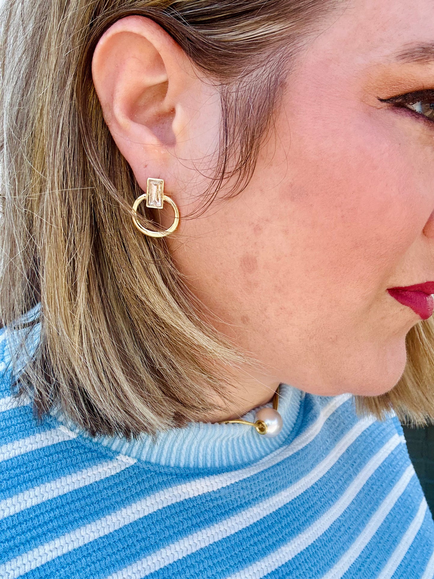 Crystal Cut Door Knocker Earrings