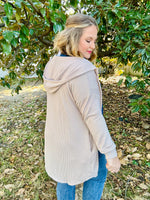 Holly Ribbed Cardigan In Oatmeal