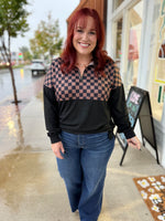 Checkered Half-Zip Pullover