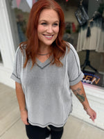 Casey Ribbed Shirt in Black and White