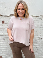 Jasmine Ribbed Top in Taupe