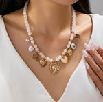 White Beaded Charm Necklace