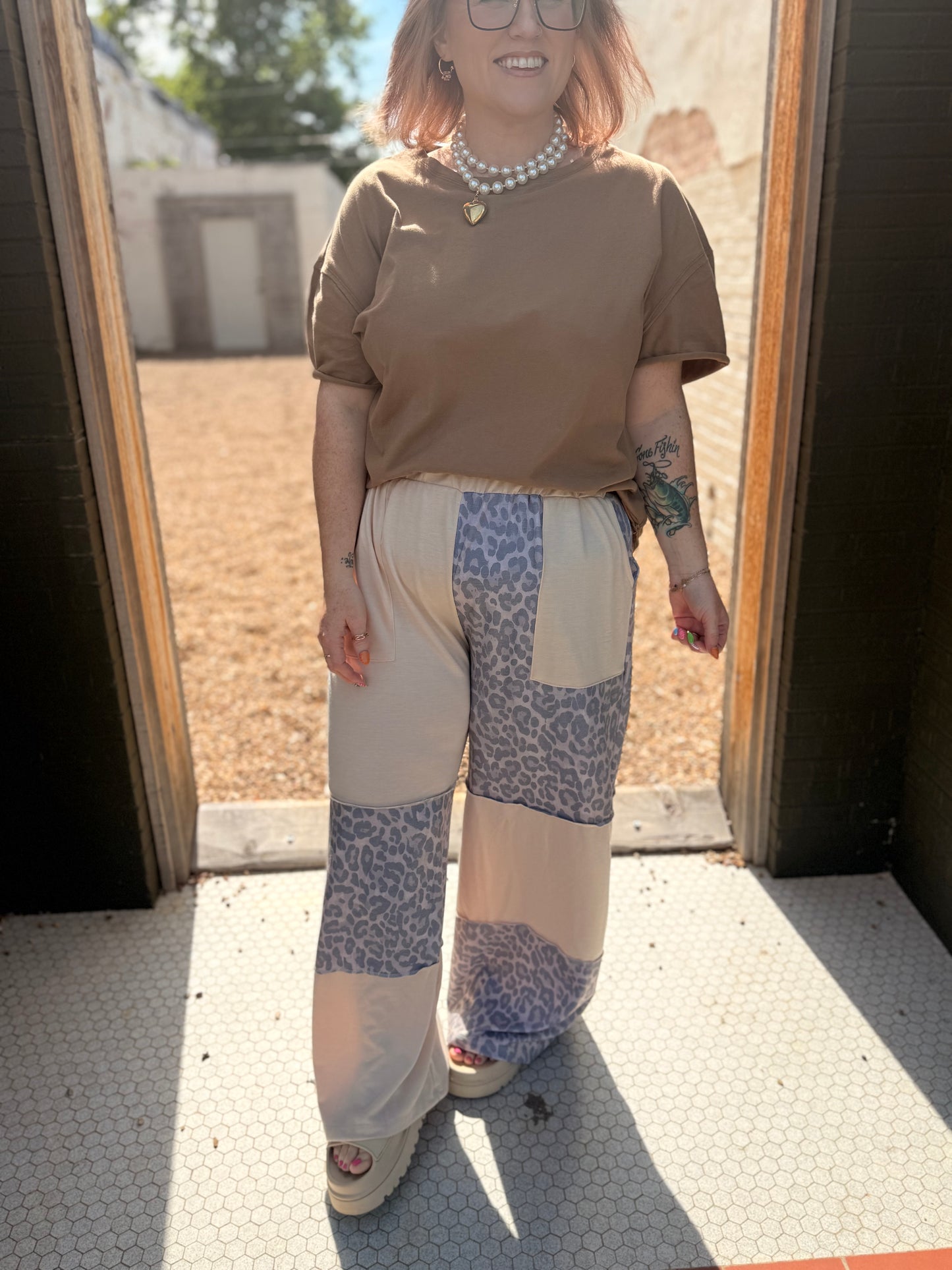 Fayth Patchwork Leopard Pants