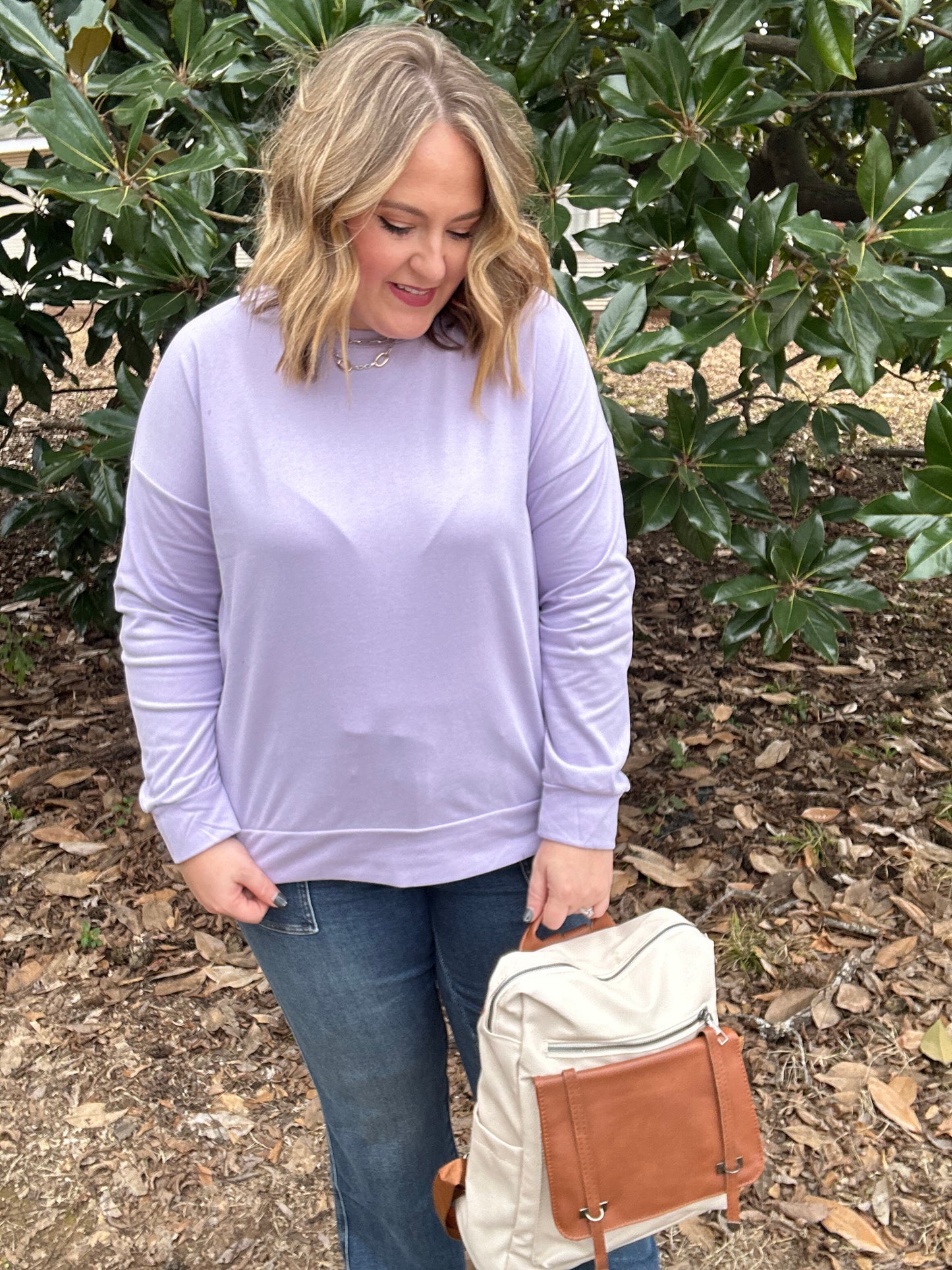 Belle French Terry Sweatshirt in Purple