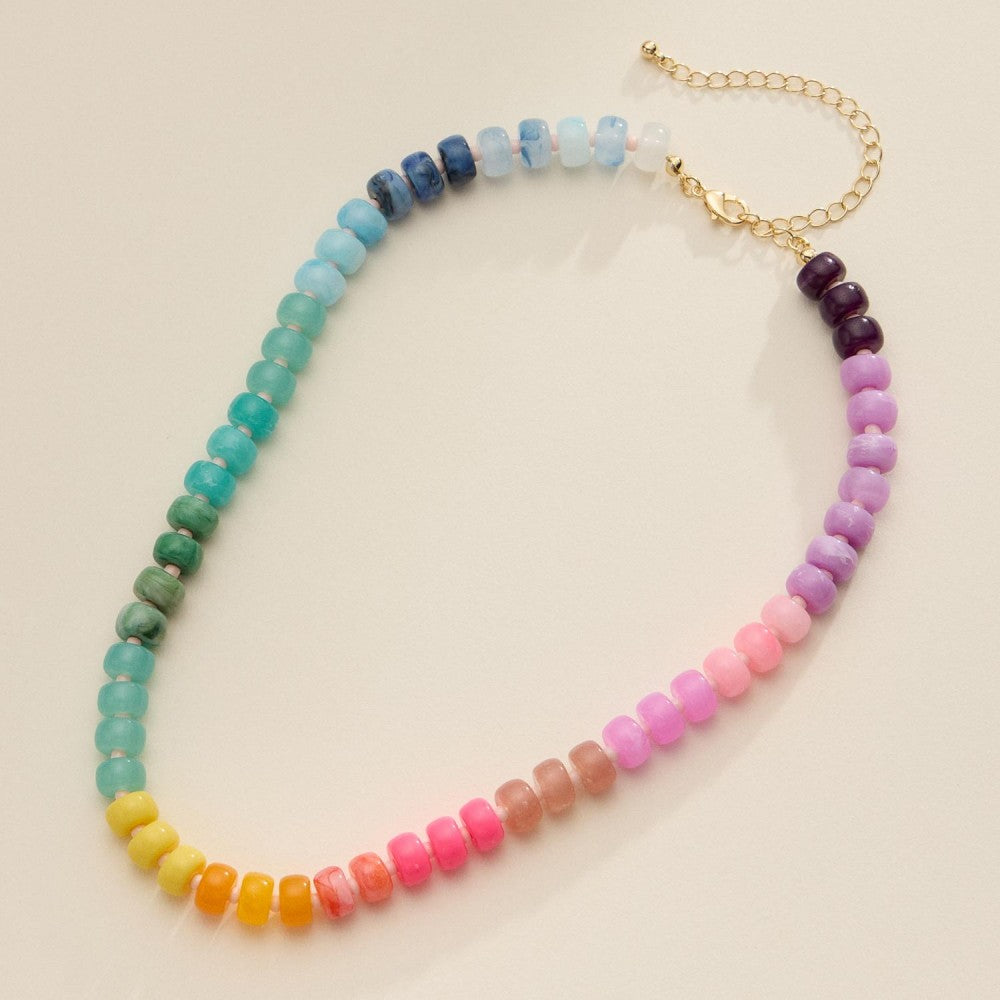 Rainbow Candy Stone Beaded Necklace