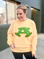 Mascot Faux Glitter Stretch Sleeve Sweatshirt