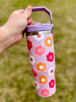 Flower Power 30 oz Tumbler with Carry Handle