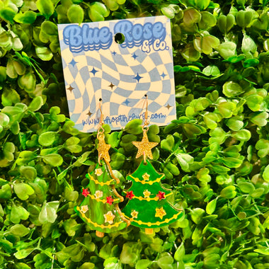 Acrylic Christmas Tree Earrings