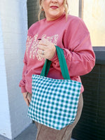 Green Checkered Puffer Bag