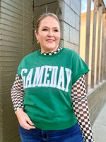 Game Day Embroidered Top in Green