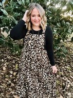 Sam Leopard Overall Tiered Midi Dress