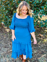 Lisa Teal Tiered Dress