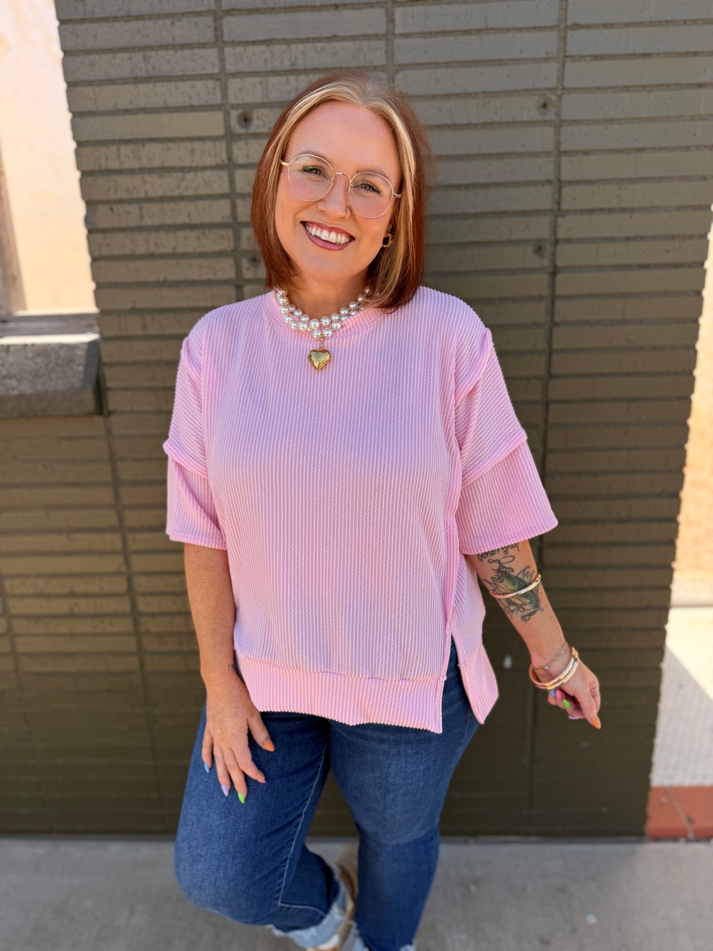 Carol Pink Ribbed Top