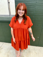 Brooke Tiered Rust Dress
