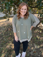 Katie Mixed Print Top In Olive