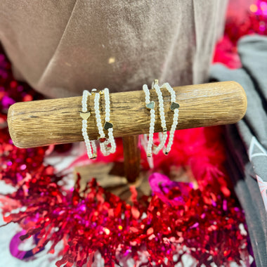 Set of Three Pearl Beaded Stretch Bracelet