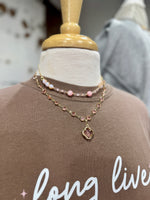 Pink Layered Chain Link Necklace