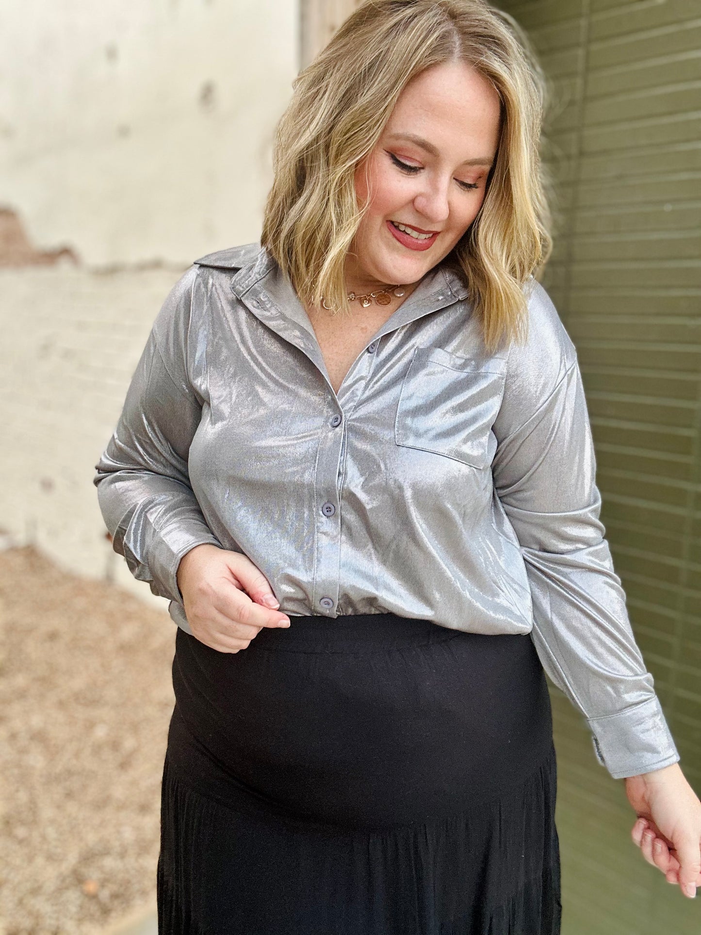 Life of the Party Shimmer Top in Silver