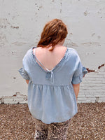 Reba Double V Neck Denim Top