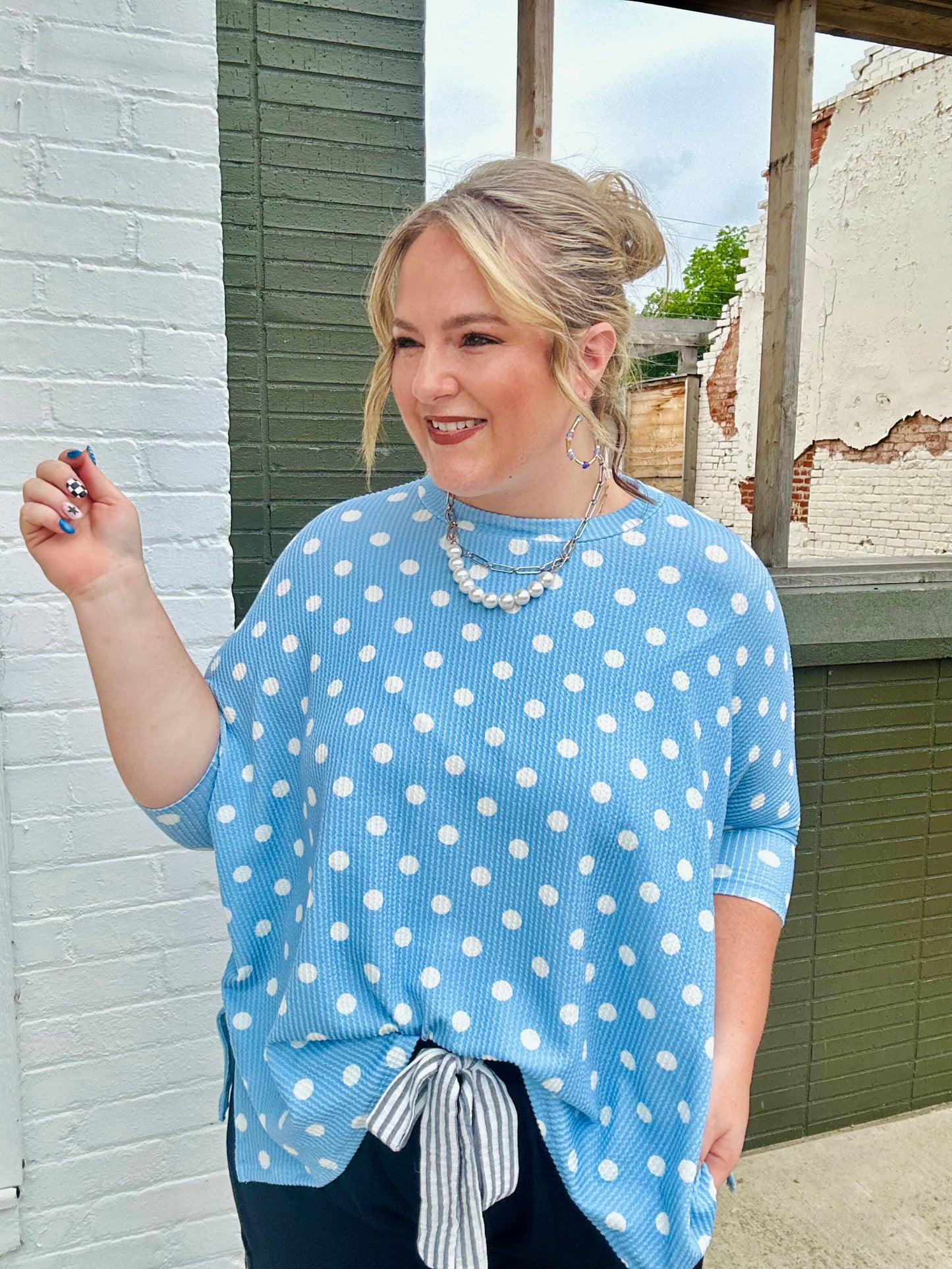 Ken Ribbed Polka Dot Top