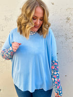 Anna Oversized Spring Tunic Top In Blue