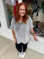 Casey Ribbed Shirt in Black and White