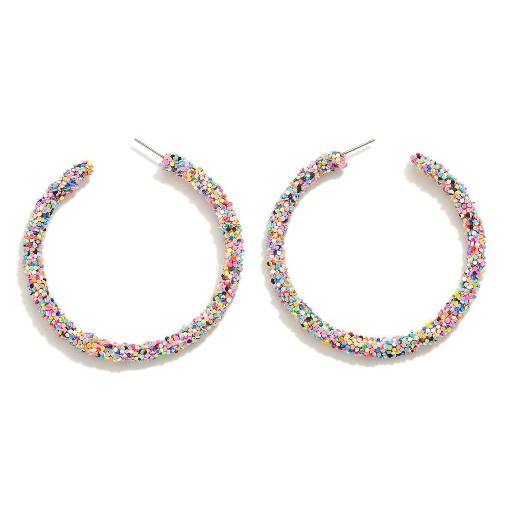 Glitter Coated Hoop Earrings