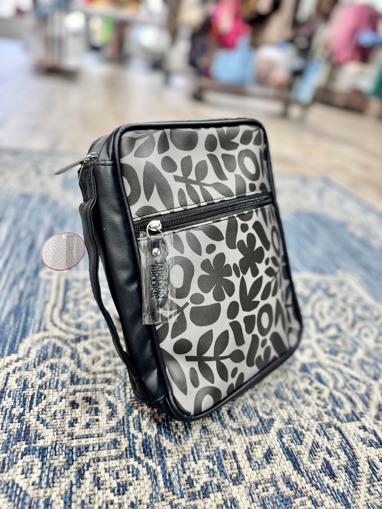 Black Floral Leather Bible Cover