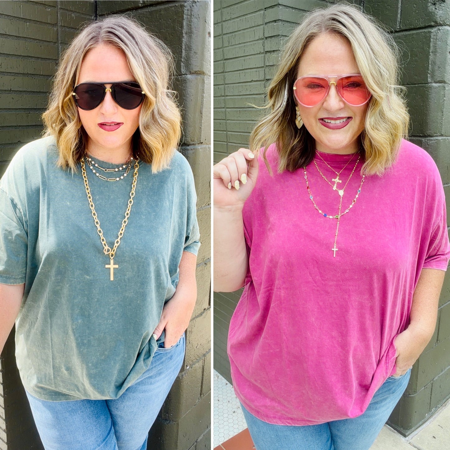 Kara Acid Washed Oversized Boyfriend Tee (Multiple Colors)