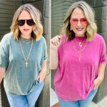 Kara Acid Washed Oversized Boyfriend Tee (Multiple Colors)
