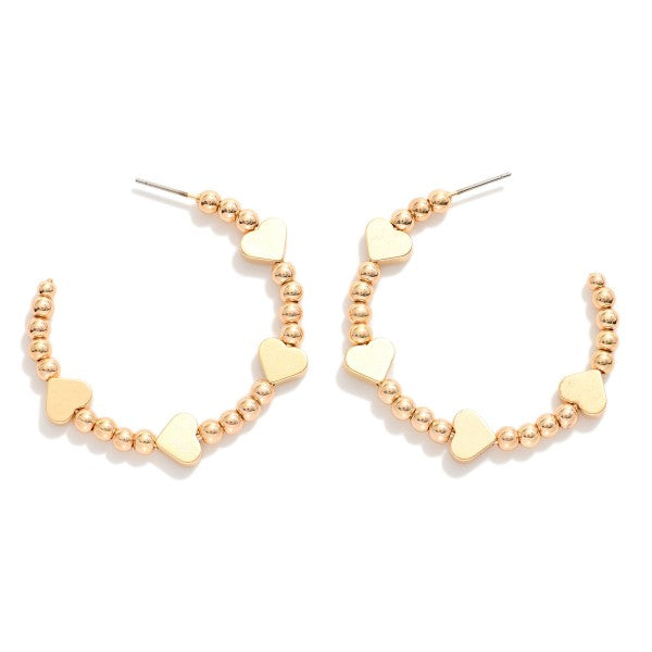 Gold Metal Heart Hoop Earrings