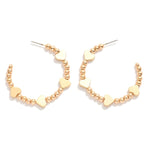 Gold Metal Heart Hoop Earrings