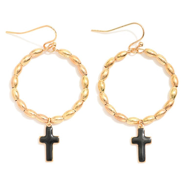 Metal Tone Cross Hoops (Multiple Colors)