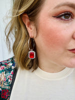 Red Crystal Hoop Earrings