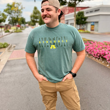 School Nation Tee on Blue Spruce