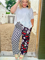 Karla Split Print Checkered Pants