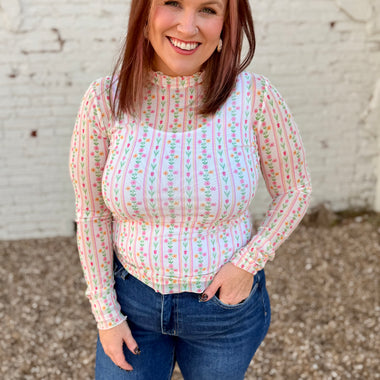 Cottage Floral Mesh Top