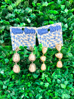 Double Drop Pearl Earrings in Silver