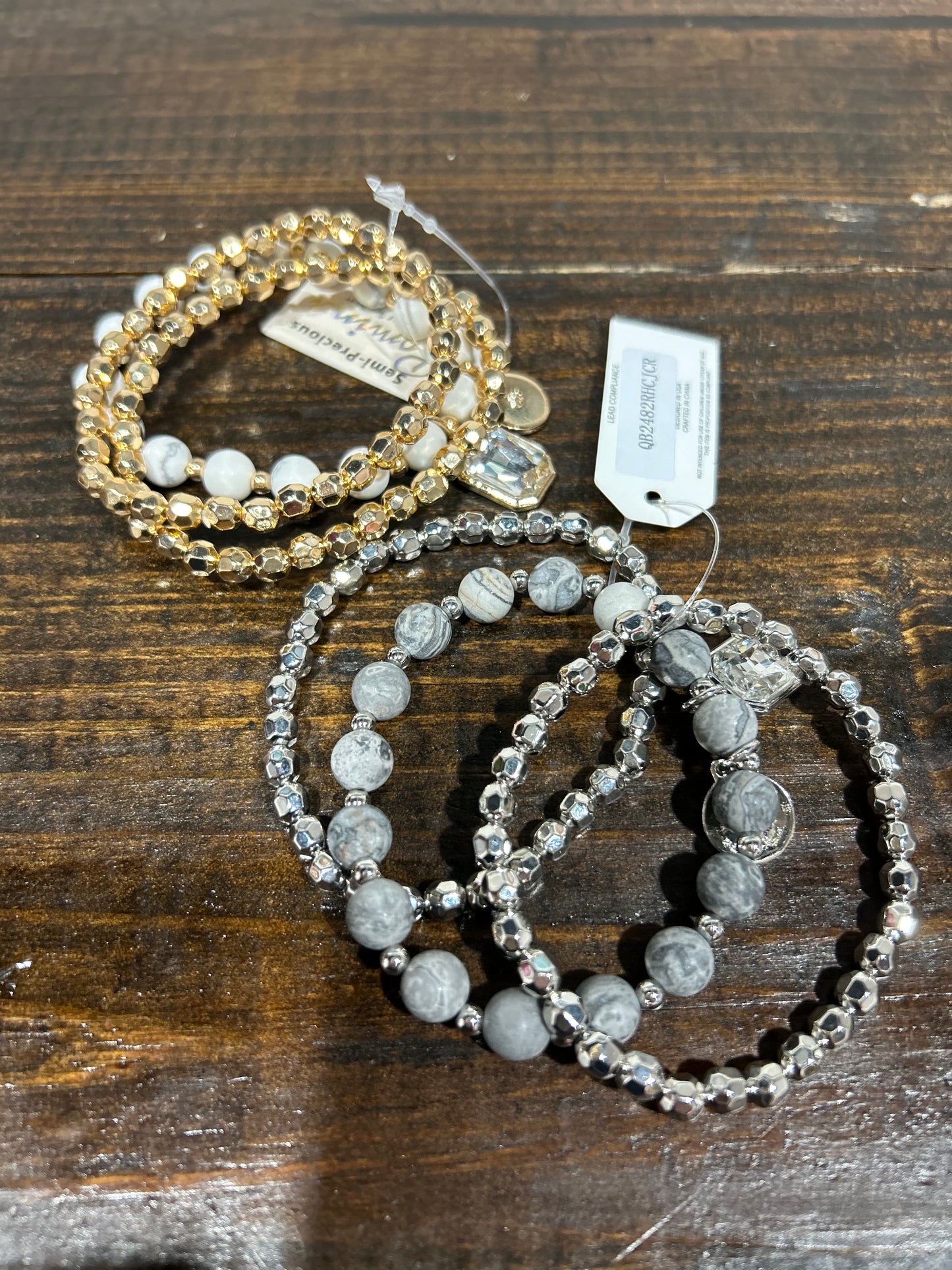 Beaded Stretch Bracelet Set (Multiple Colors)