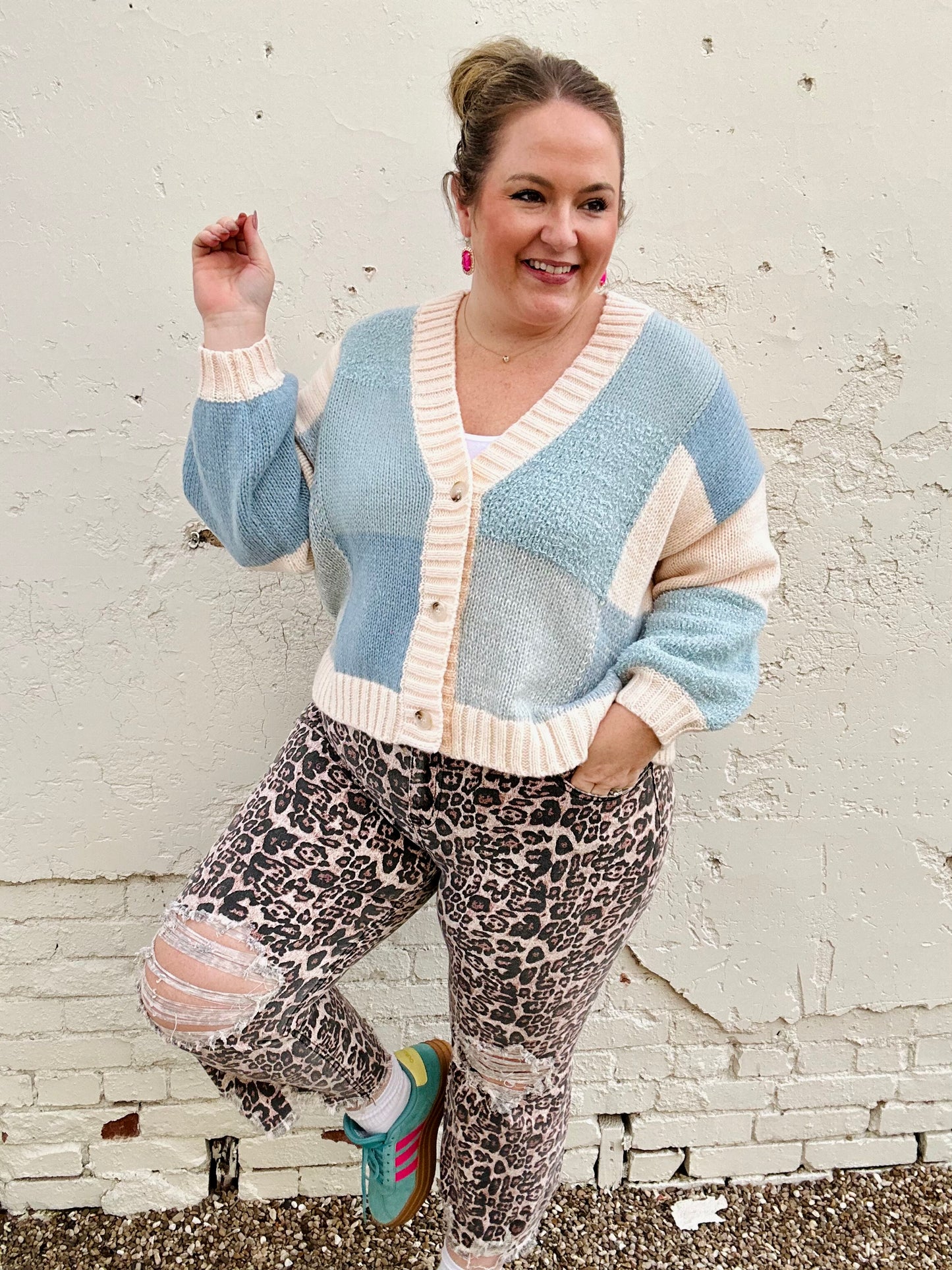 Abby Blue Block Cardigan