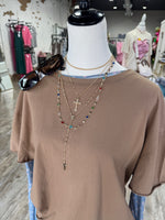 Multi Stones Cross Layered Necklace