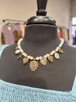 White Beaded Charm Necklace