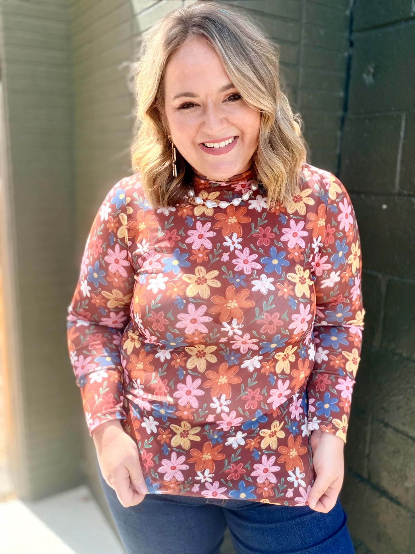 Multi Floral Mesh Top